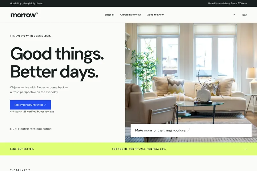 Morrow template preview: home & objects